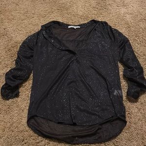 See-Through Sparkle Button-Up